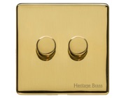 M Marcus Electrical Studio 2 Gang 2 Way Push On/Off Dimmer Switch, Polished Brass (250 OR 400 Watts) - Y01.270.250